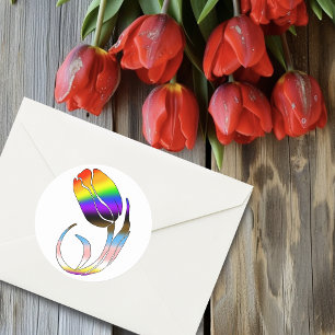 Adesivo LGBTQ mais Tulipas e Flores