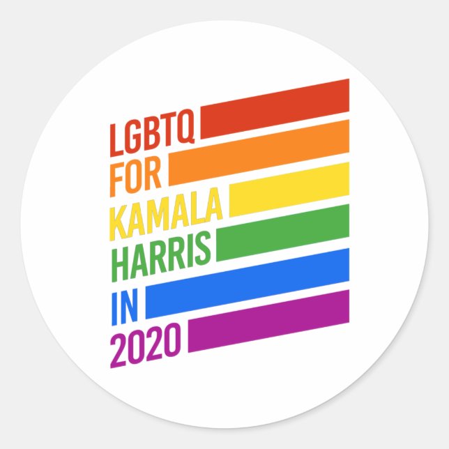 Adesivo LGBTQ para KAMALA HARRIS Rainbow Stripes (Frente)