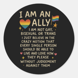 Adesivo Lgbtq Retro Eu Sou Um Aliado Não Sou Gay Biual Ou