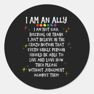 Adesivo Lgbtq Retro Eu Sou Um Aliado Não Sou Gay Biual Ou