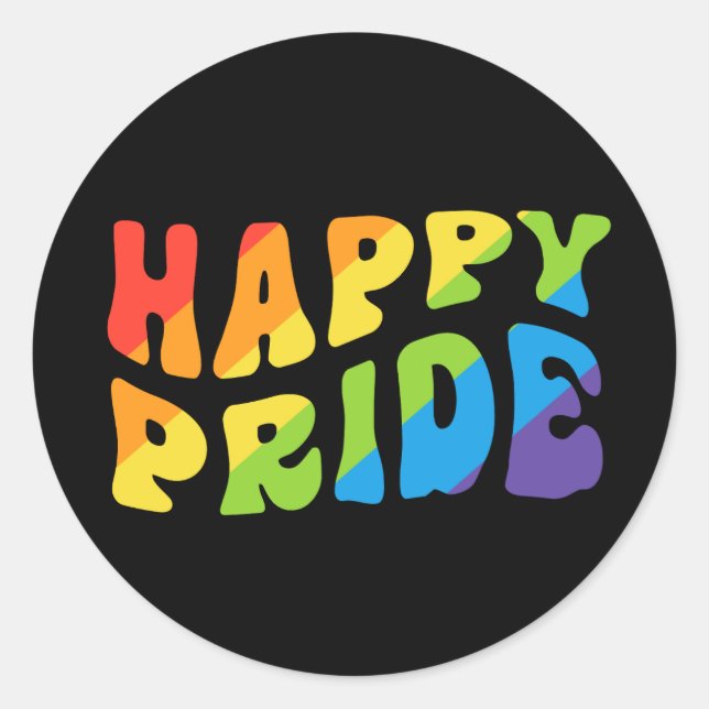 Adesivo LGBTQIA Rainbow Retro Happy Pride Mês (Frente)