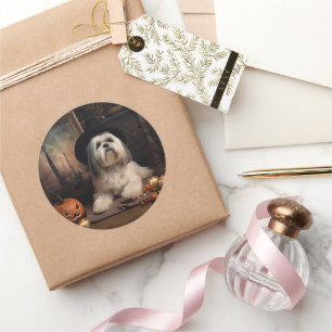 Adesivo Lhasa Apso Pumpkins Halloween Scary