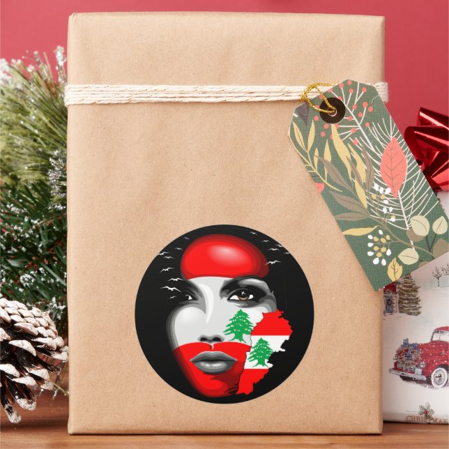 Adesivo Líbano Flag e Map no rosto da menina (Feriado)