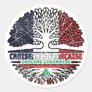 Adesivo Líbano Libanês França Francês Árvore Bandeira