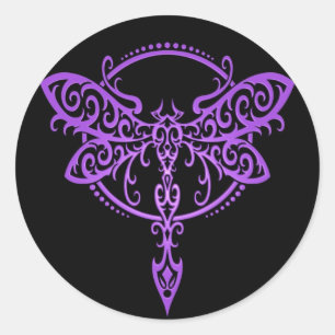 Adesivo Libélula tribal, roxo e preto