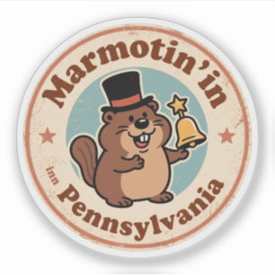 Adesivo Liber Funny Vintage Pennsylvania Groundhog Cartola