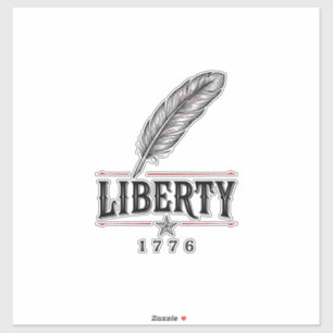 Adesivo Liberdade 1776 Desenho Vetorial de Pena Patriótica