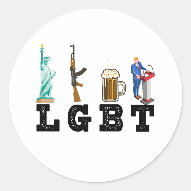Adesivo Liberdade LGBT Armas Cerveja Trump Presente Políti (Frente)