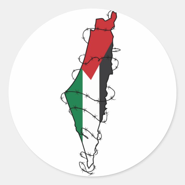 Adesivo Liberdade Palestina Barbed Wire Mapa da Liberdade  (Frente)