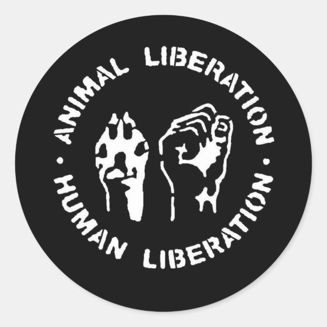Adesivo Libertação dos Animais Libertação Humana (Frente)