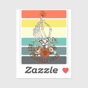 Adesivo Liberte-Se - Flores De Esqueleto Borboleta