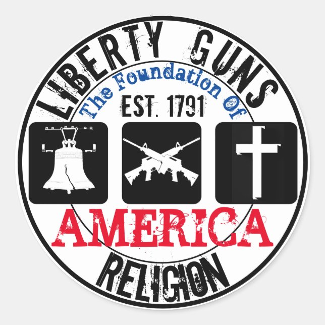 Adesivo Liberty Guns Religião, Sticker (Frente)
