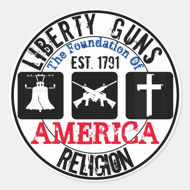 Adesivo Liberty Guns Religião, Sticker (Frente)