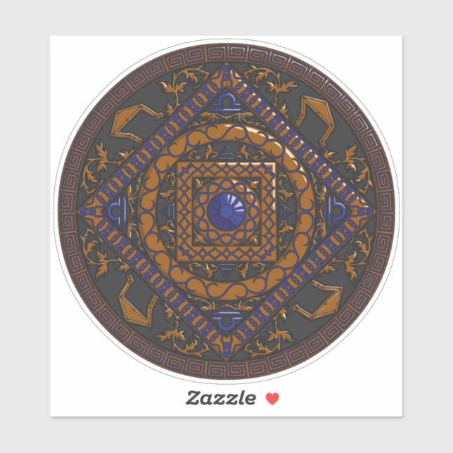 Adesivo Libra Mandala - Vinheta de Contorno (Folha)