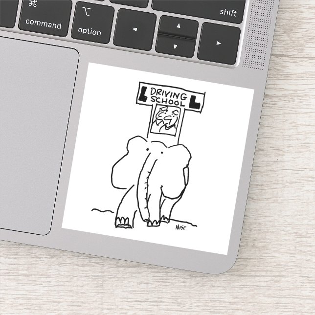 Adesivo Lições De Condução De Elefantes. Engraçado (Detalhe)