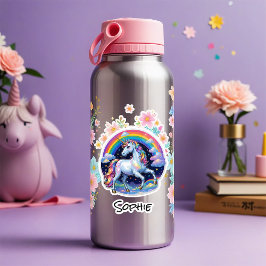 Adesivo Licorne de tes rêves prénom arc-en-ciel étoiles