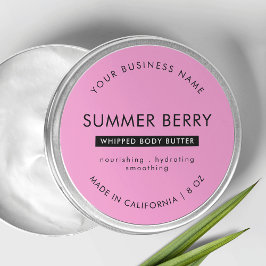 Adesivo Lid de Jar Cosmética de Manteiga Rosa e Preta Mode