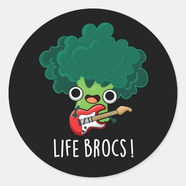Adesivo Life Brocs Funny Veggie Broccoli Pun Dark BG (Frente)