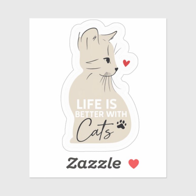 Adesivo Life Is Better With Cats Cute Cat Lover Sticker (Folha)