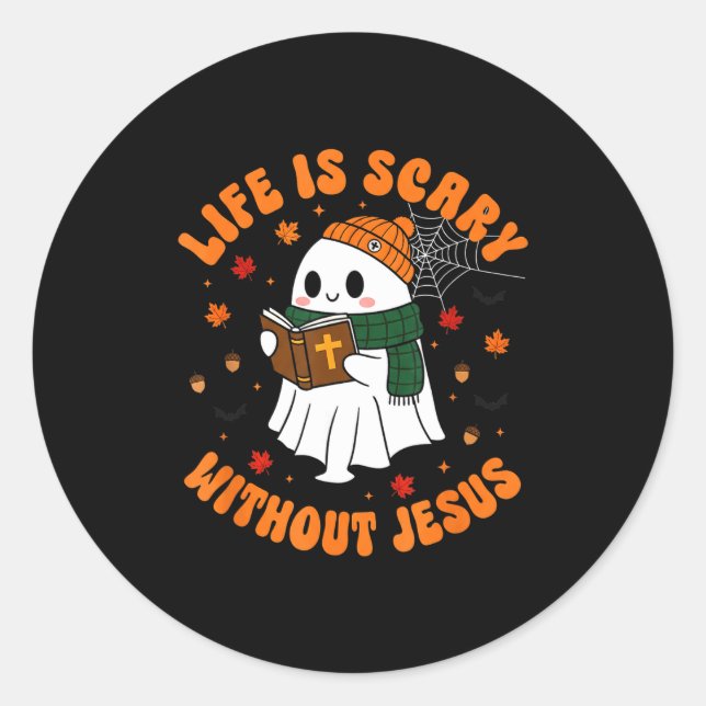 Adesivo Life Is Y Without Jesus - Christian Halloween  (Frente)