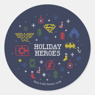 Adesivo Liga da Justiça "Heroes Holiday" Faux Cross-Stitch