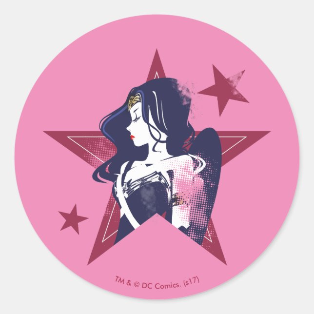 Adesivo Liga da Justiça | Mulher Maravilha e Estrelas Pop (Frente)