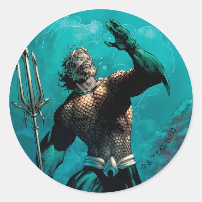Adesivo Liga da Justiça nº 10 Aquaman Afogou Variante da T (Frente)