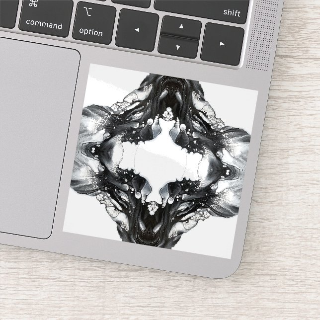 Adesivo Light and Darkness Abstract Black White Fluid Art (Detalhe)