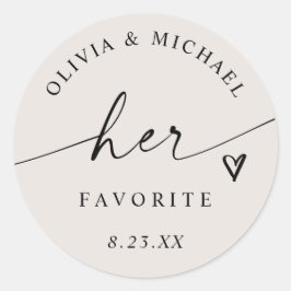 Adesivo Light Beige Her Favorite Script Wedding Treat Bag