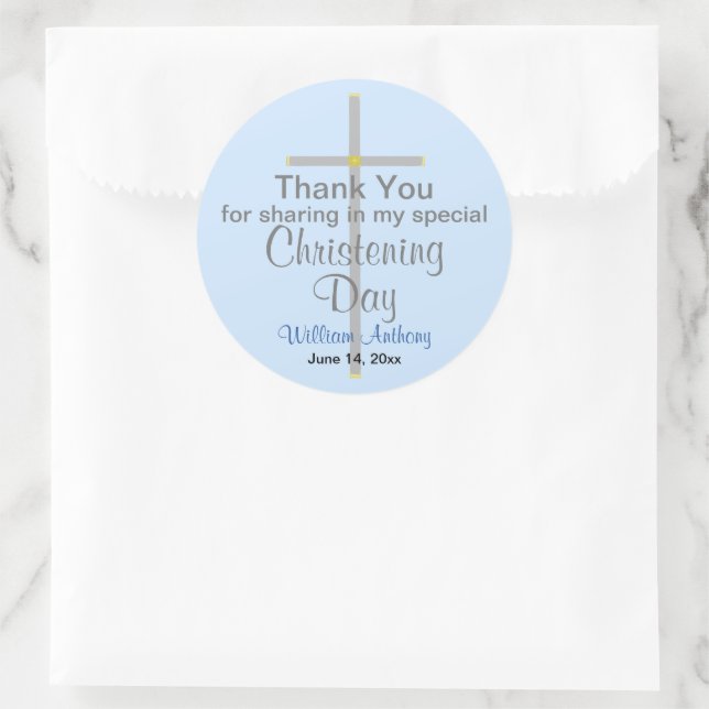 Adesivo Light Blue Christening Filho Obrigado (Bolsa)