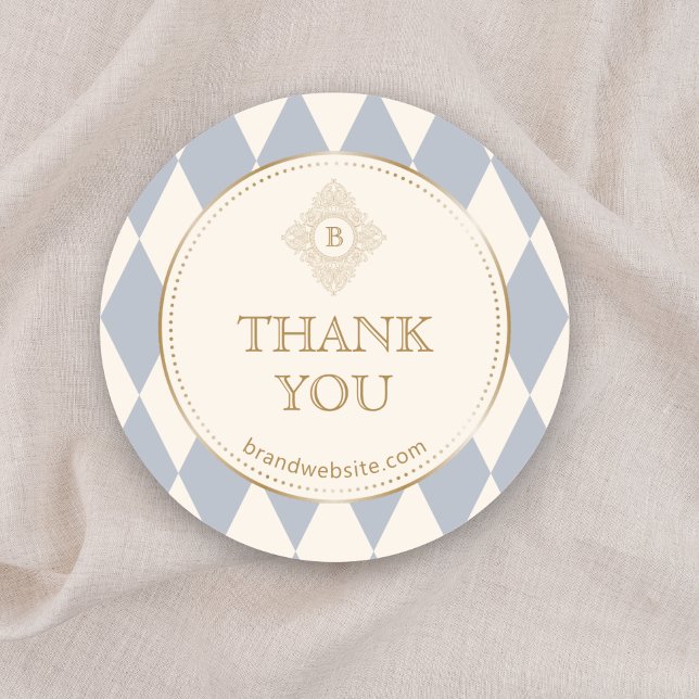 Adesivo Light Blue Cream Diamonds Gold Frame Monogram  (Criador carregado)