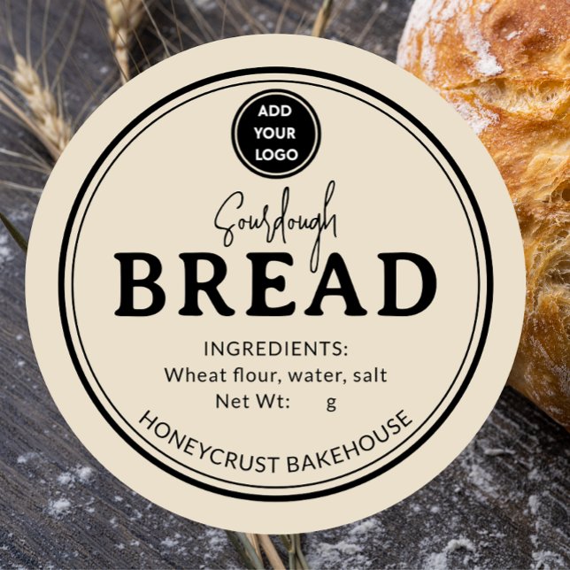 Adesivo Light Brown Bakery Sourdough Bread Label Sticker (Criador carregado)