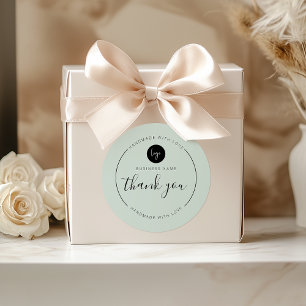 Adesivo Light Mint, obrigado, feito à mão com amor