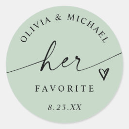 Adesivo Light Sage Her Favorite Script Wedding Treat Bag