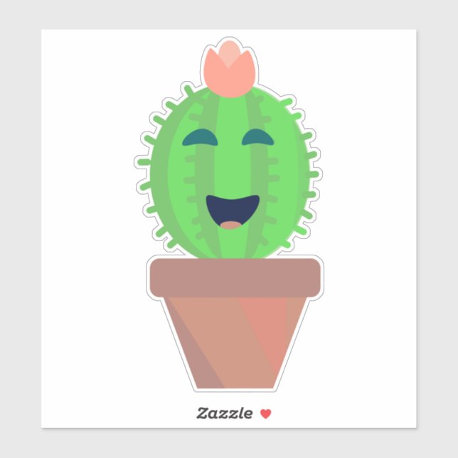 Adesivo Lil Cactus Cute Cartoon Cactos Art (Folha)
