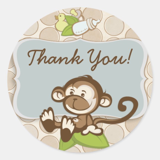 Adesivo Lil Monkey Obrigado Vinheta/rótulo (Frente)