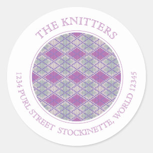 Adesivo LILAC ARGYLE KNIT Pequenos Rótulos de Endereços Re