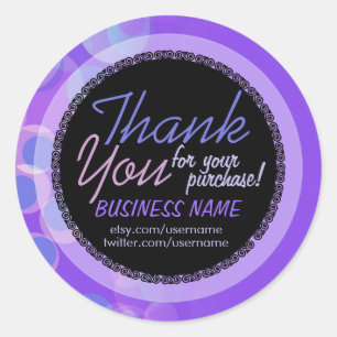 Adesivo Lilac Bubbles Business Obrigado Sticker