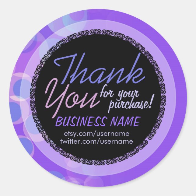 Adesivo Lilac Bubbles Business Obrigado Sticker (Frente)