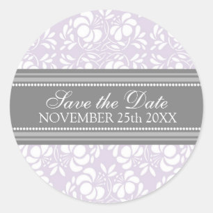 Adesivo Lilac Damask Save the Date Envelope Seal