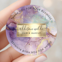 Lilac Glitter Watercolor Faux Gold Foil Obrigado