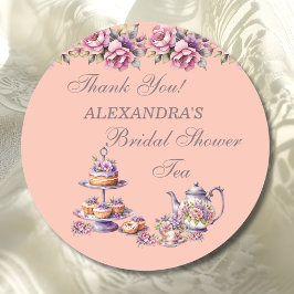 Adesivo Lilac Peach Floral Tea Party Bridal Shower Favor