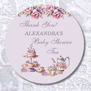 Adesivo Lilac Pink Floral Tea Party Favor do Chá de fralda