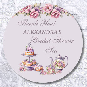 Adesivo Lilac Pink Floral Tea Party Favor do Chá de panela