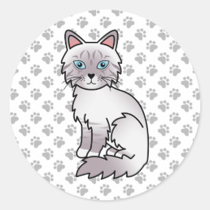 Adesivo Lilac Point Tabby Birman / Ragdoll Cute Cat & Paws