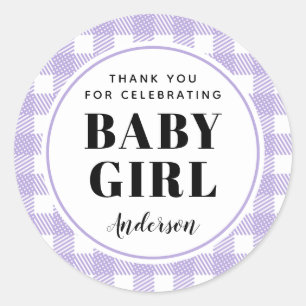 Adesivo Lilac Purple Gingham Xadrez Obrigado Menina