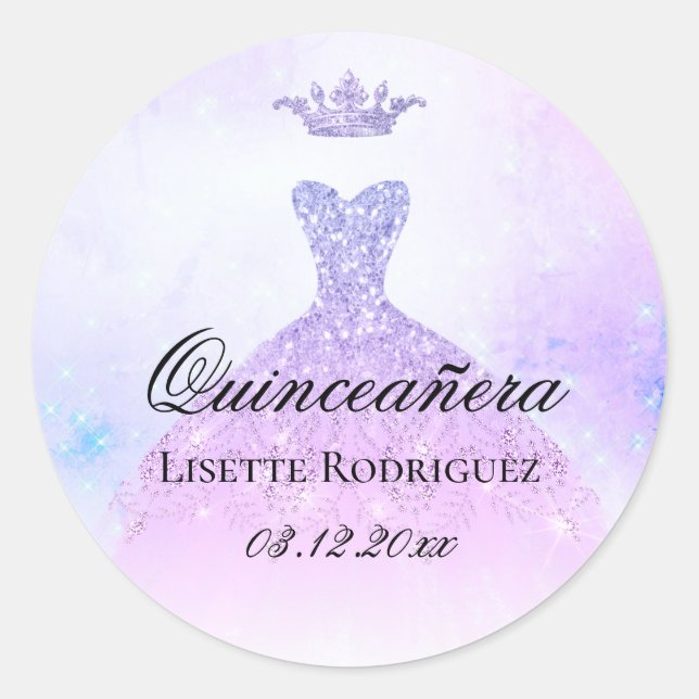 Adesivo Lilac Purple Quinceanera Personalizada (Frente)