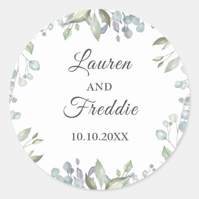 Adesivo Lilac Watercolor Floral Wedding Favor (Frente)