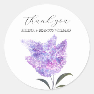 Adesivo Lilás Roxo Floral Casamento Obrigado 