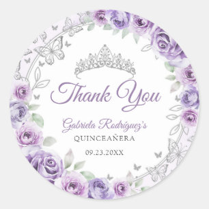 Adesivo Lilás Roxo Prata Floral Quinceanera